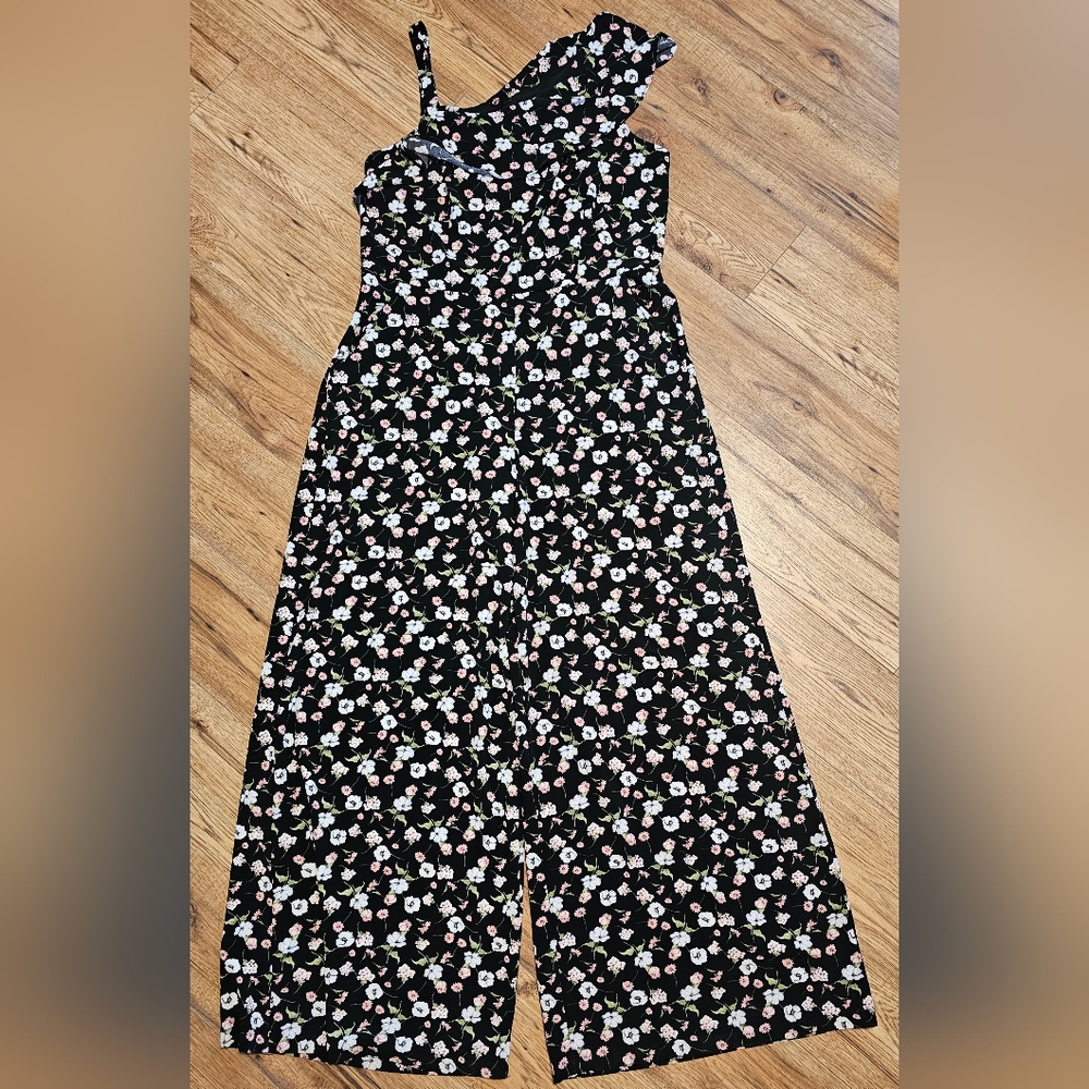 Danny & Nicole Floral Black Jumpsuit